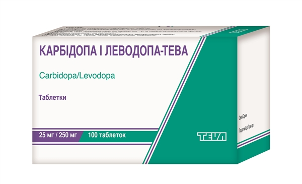 Карбидопа и леводопа-Тева таблетки по 25 мг/250 мг №100 (10х10)