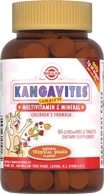 Solgar Кангавитес с мультивитаминами и минералами, 60 таблеток со вкусом тропических фруктов