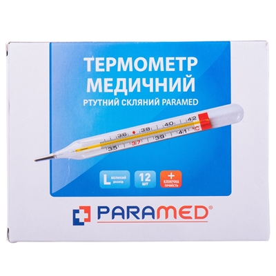 Термометр медицинский Paramed стеклянный ртутный, 1 штука