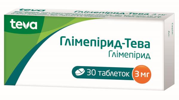 Глимепирид-Тева таблетки по 3 мг №30 (10х3)