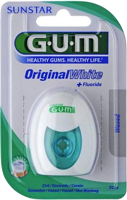 Зубная нить GUM Original White Floss, вощеная с фторидом, 30 метров