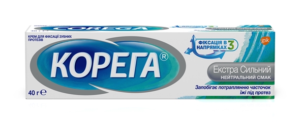 Крем Корега (Corega) для фиксации зубных протезов Экстра сильный Нейтральный вкус, 40 г