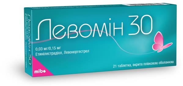 Левомин 30 таблетки, п/плен. обол. по 0.03 мг/0.15 мг №21 (21х1)