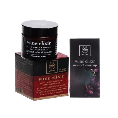 APIVITA WINE ELIXIR крем д/лица п/морщин д/увелич. упругости дневн. SPF 15 красное вино - пчелиный воск по 50 мл в бан.
