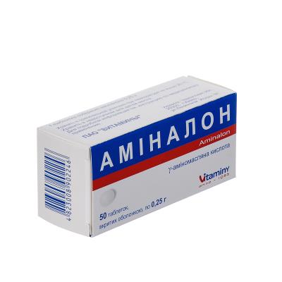 Аминалон таблетки, п/о по 0.25 г №50 (10х5)