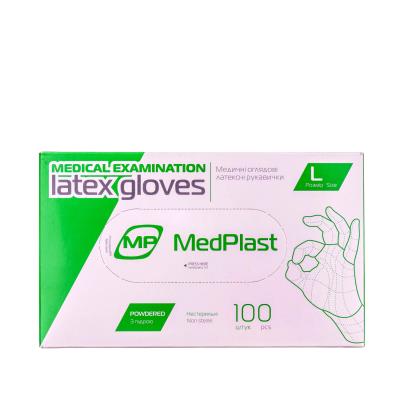 Перчатки смотровые MP MedPlast латексные с пудрой нестерильные, размер L, пара