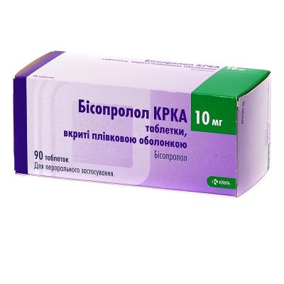 Бисопролол КРКА таблетки, п/плен. обол. по 10 мг №90 (10х9)