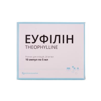 Эуфиллин раствор д/ин. 20 мг/мл по 5 мл №10 (5х2) в амп.