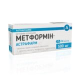 Метформин-Астрафарм таблетки, п/плен. обол. по 500 мг №30 (10х3)