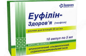 Эуфиллин-Здоровье раствор д/ин. 2 % по 5 мл №10 в амп.